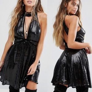NWT Free People Film Noir black sequin dress - 8